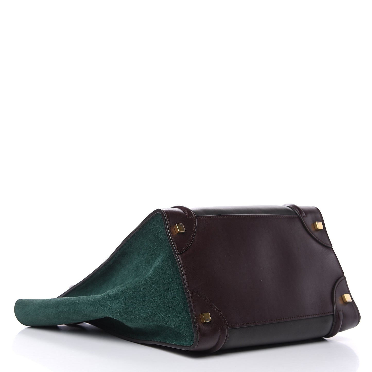 Satin Calfskin Suede Mini Tri-Color Luggage Burgundy