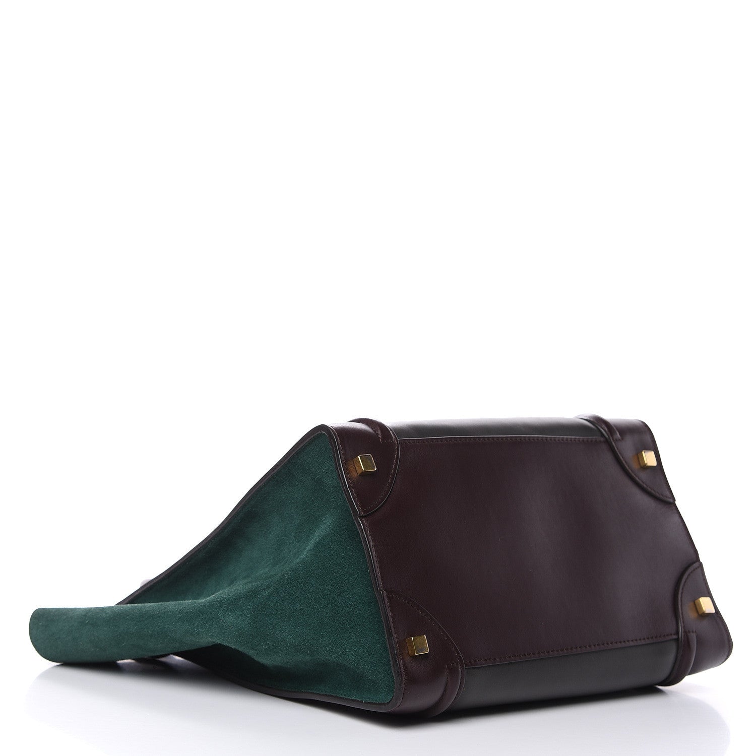 Celine Satin Calfskin Suede Mini Tri-Color Luggage Burgundy 4 of 13