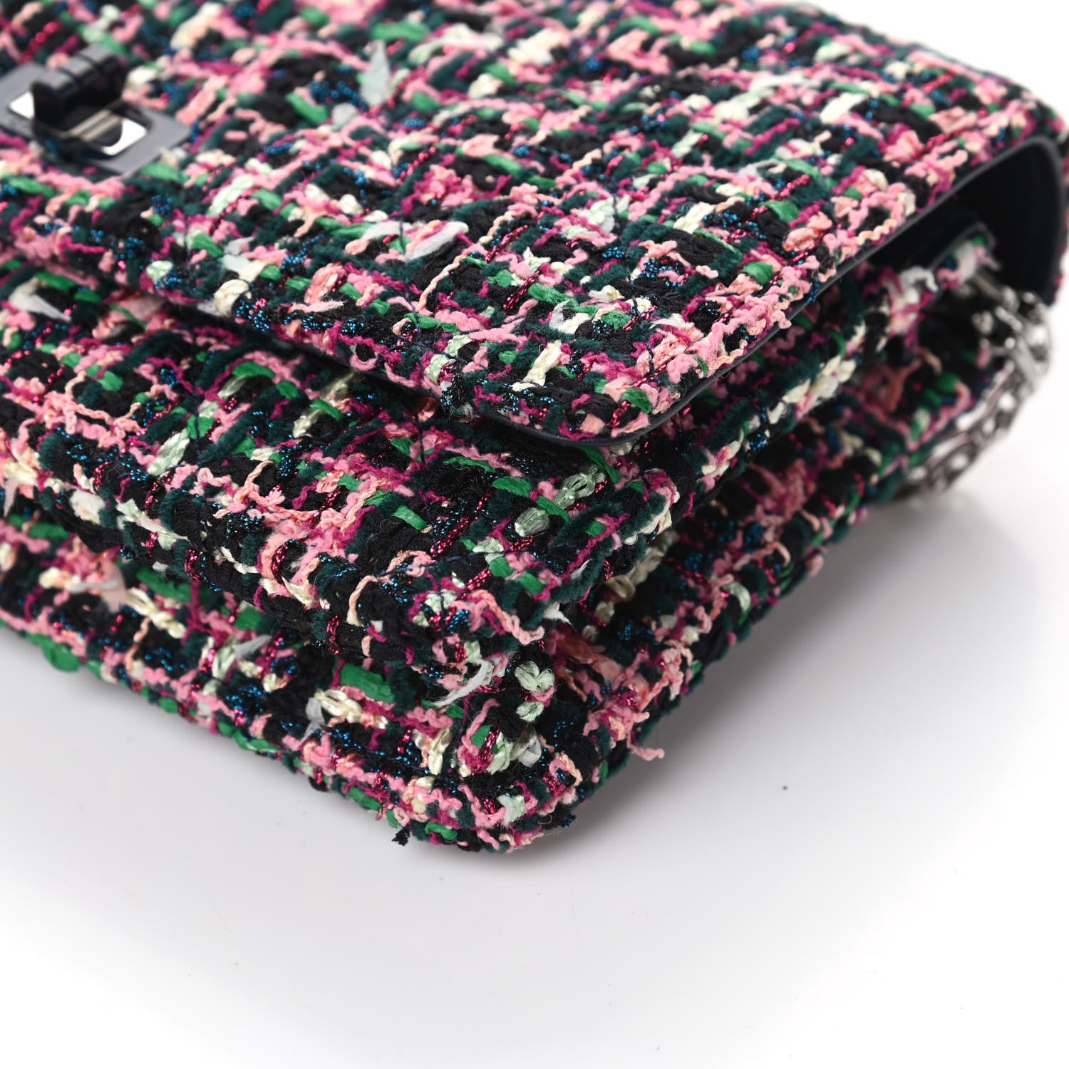 Chanel Tweed Quilted Reissue Wallet On Chain WOC Pink Multicolor 10 of 10