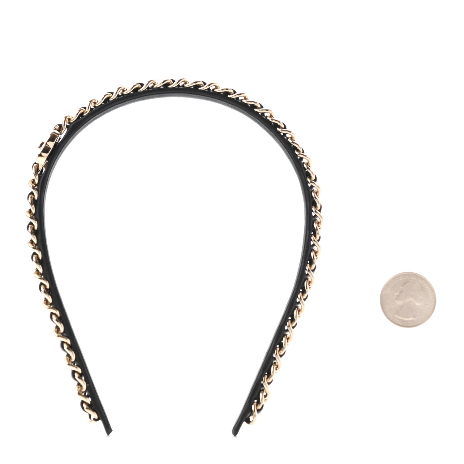 Chanel Metal Lambskin CC Turnlock Chain Headband Gold Black 2 of 5