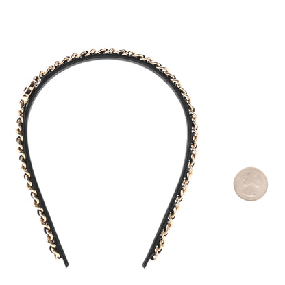 Chanel Metal Lambskin CC Turnlock Chain Headband Gold Black 2 of 5