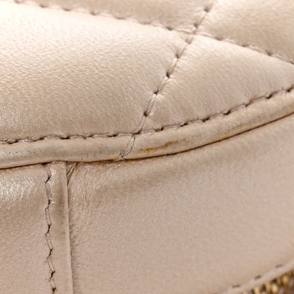 Chanel Iridescent Lambskin Quilted Pearl Round Clutch With Chain Light Beige 12 of 13