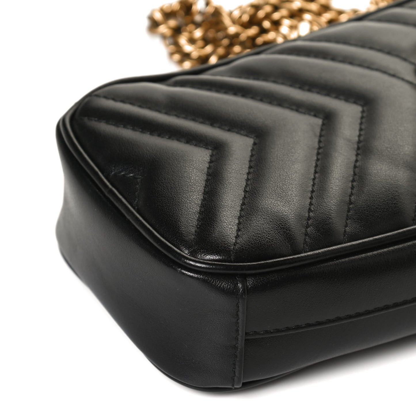 Calfskin Matelasse Mini GG Marmont Crossbody Bag Black