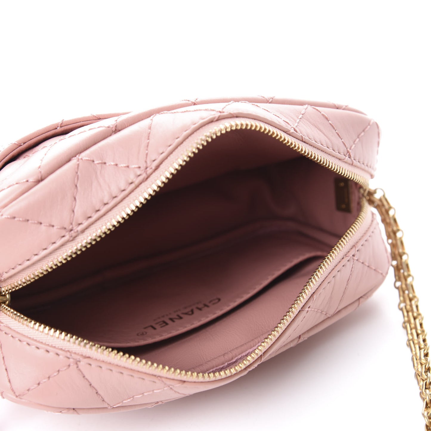 Aged Calfskin Quilted Mini Reissue Camera Case Pink