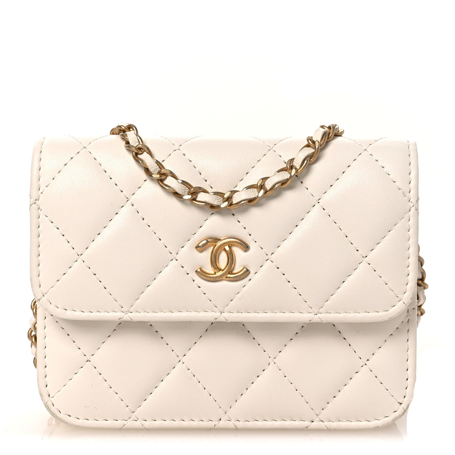 Chanel Lambskin Quilted Pearl Crush Clutch With Chain White 1 of 14