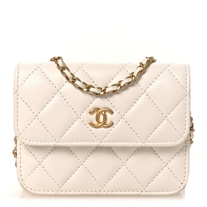 Chanel Lambskin Quilted Pearl Crush Clutch With Chain White 1 of 14