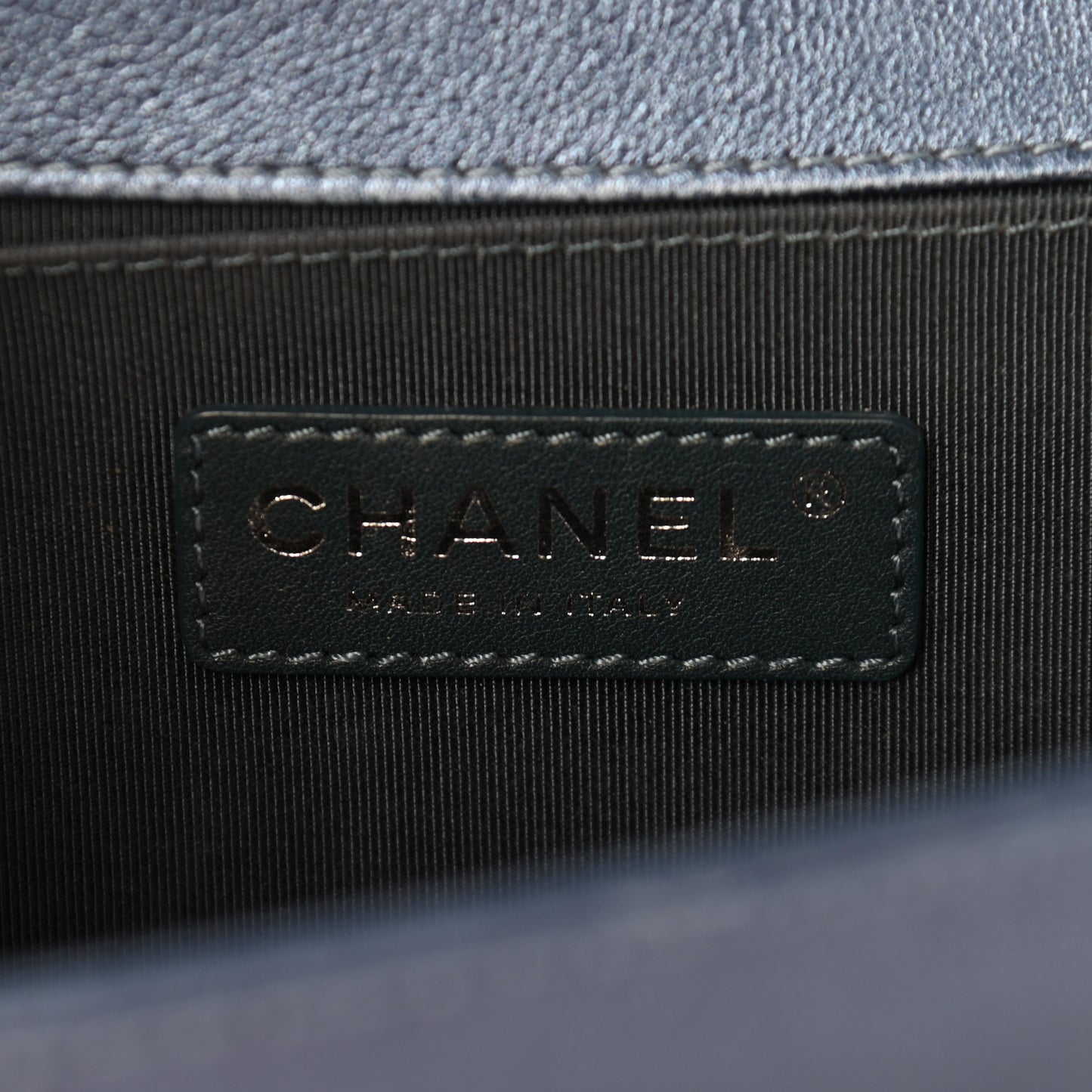 Metallic Lambskin Perforated Quilted Medium Boy Flap Blue