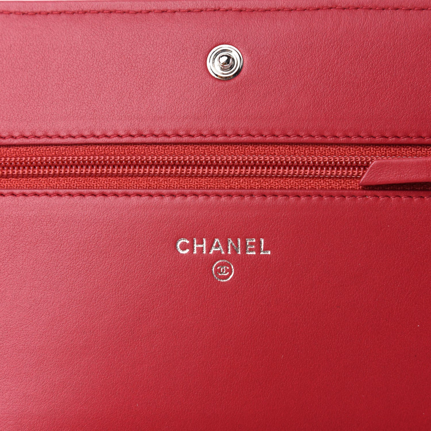 Chanel Caviar Quilted Diamond CC Wallet On Chain WOC Red 9 of 12