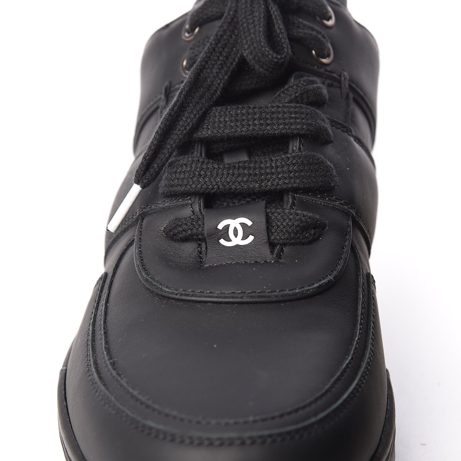 Chanel Calfskin CC Sneakers 39 Black White 9 of 9