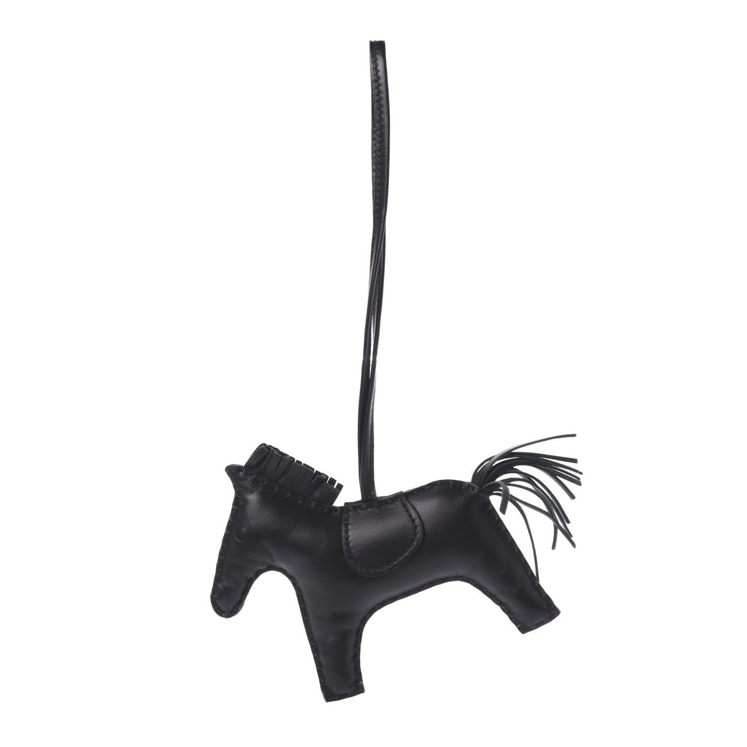 Hermes Milo Lambskin Grigri Rodeo Horse Bag Charm MM So Black 1 of 4