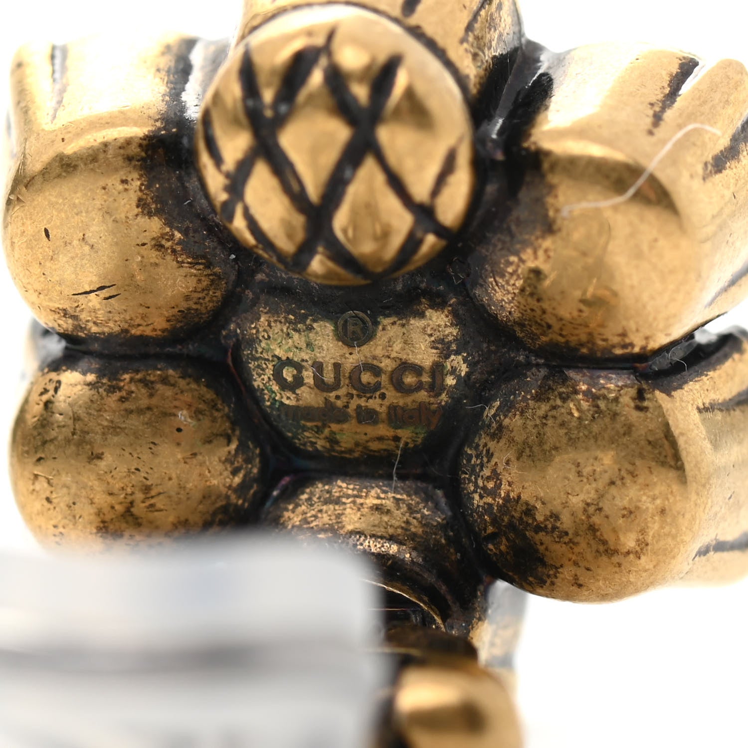 Gucci Metal Crystal Double G Clip On Earrings Aged Gold 4 of 5