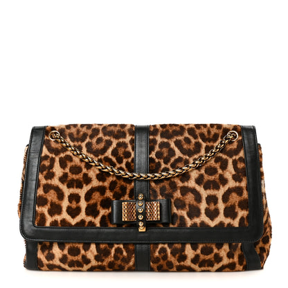 Christian Louboutin Pony Hair Leopard Print Sweet Charity Shoulder Bag Black 1 of 10