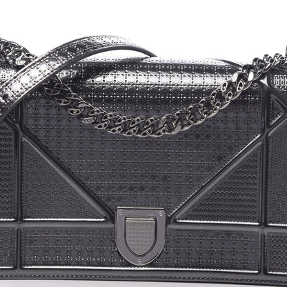 Christian Dior Metallic Patent Micro-Cannage Medium Diorama Flap Bag Onyx Black 8 of 11