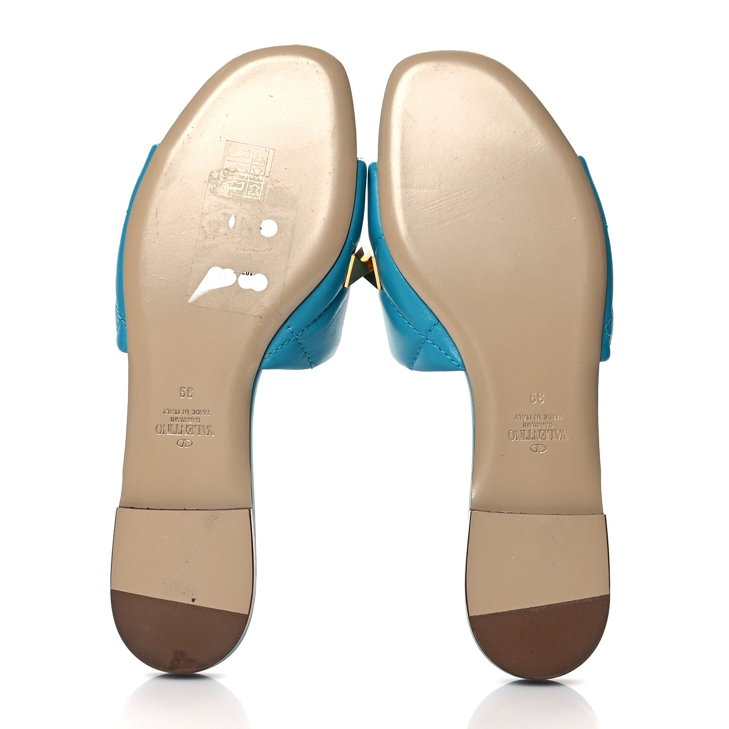 Valentino Garavani Nappa Roman Stud Flat Slide Sandals 39 Sky Fall 5 of 8