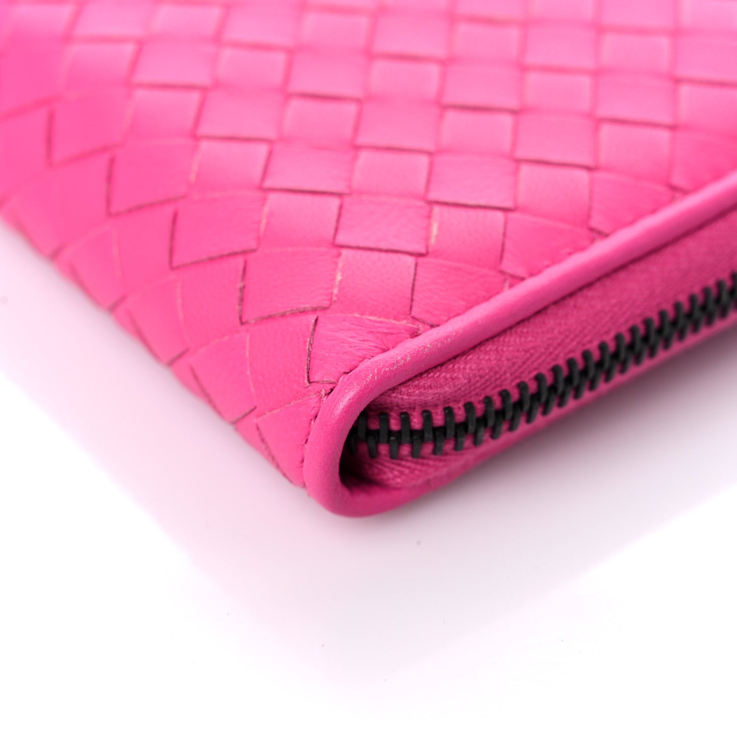 Nappa Intrecciato Zip Around Wallet Pink