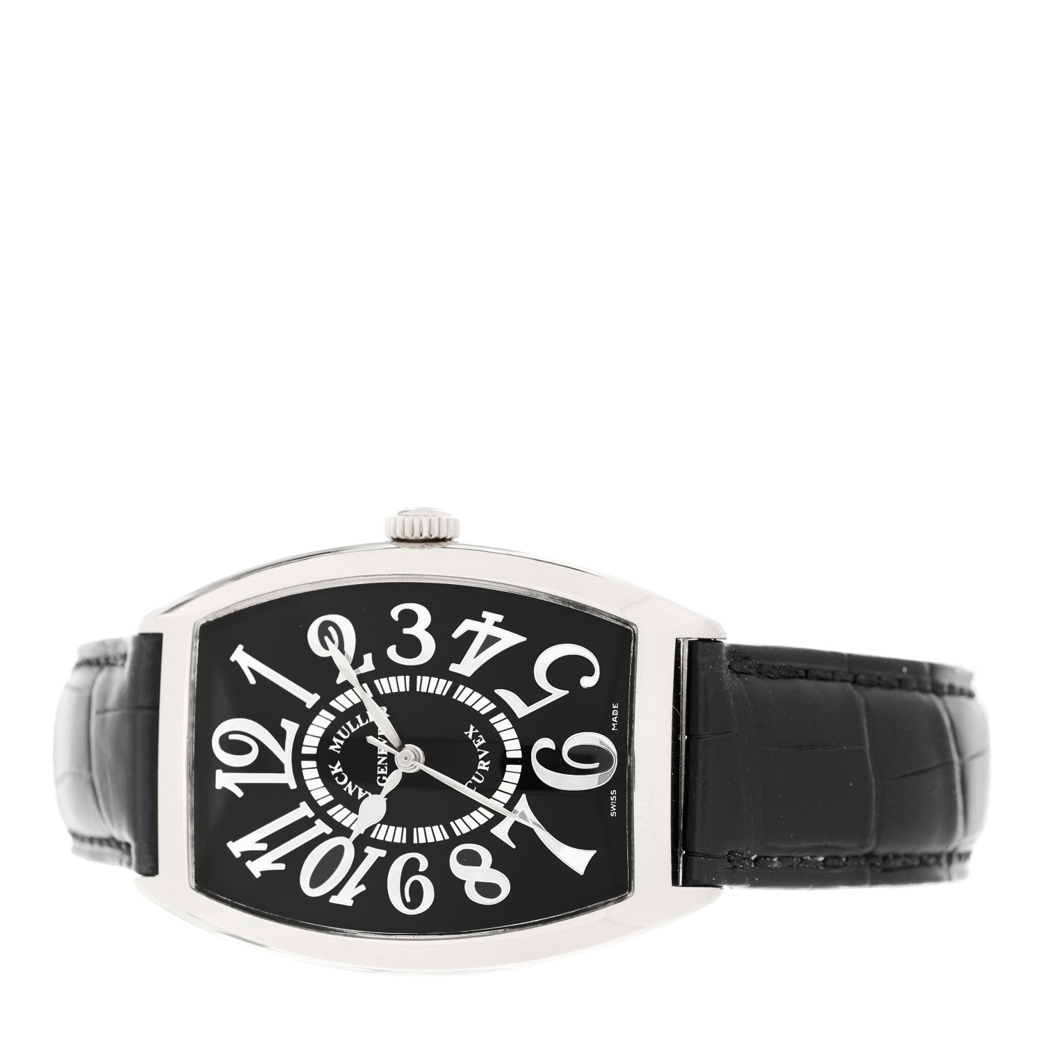 Franck Muller 18K White Gold Alligator 34mm Cintree Curvex Automatic Watch Black 6850SC 2 of 5