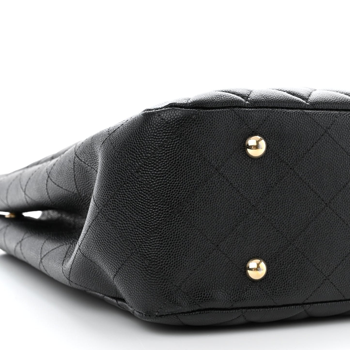 Caviar Quilted Large Shopping Tote Black