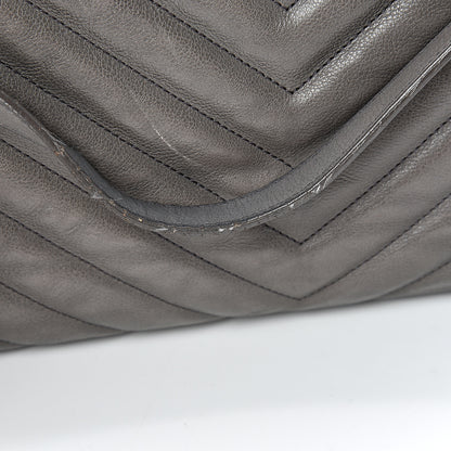 Saint Laurent Sheepskin Matelasse Chevron Large Monogram Shopping Bag Light Coal 13 of 21