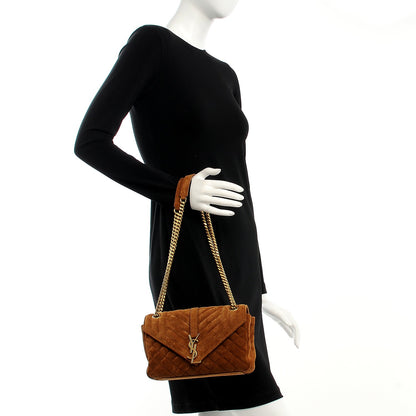 Saint Laurent Suede Tri-Quilt Monogram Medium College Bag Ochre 2 of 6