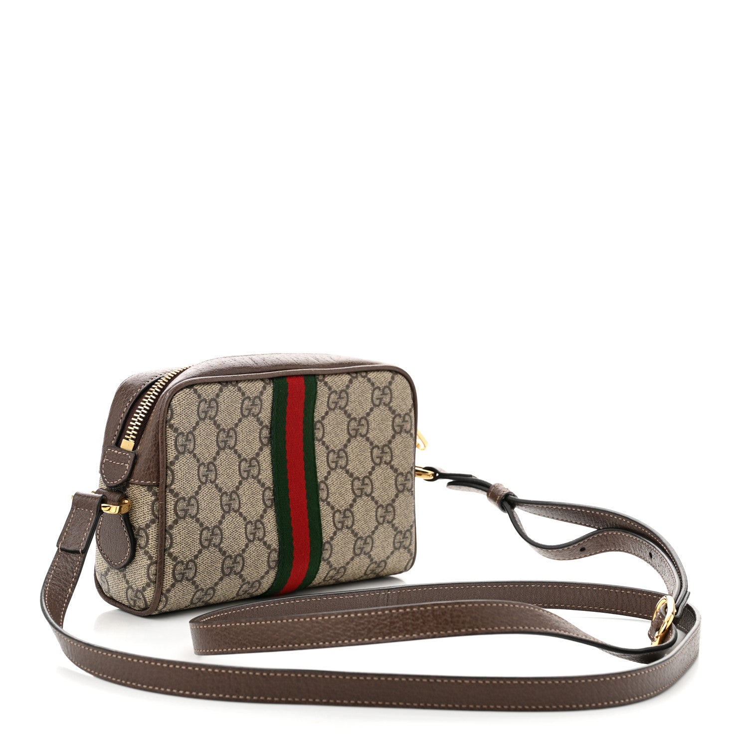 Gucci GG Supreme Monogram Web Mini Ophidia Shoulder Bag Brown 3 of 12