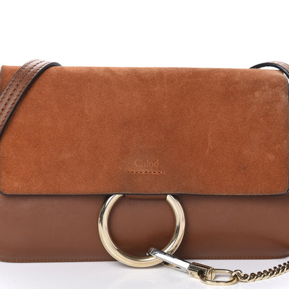 Chloe Suede Calfskin Small Faye Shoulder Bag Tobacco 11 of 11