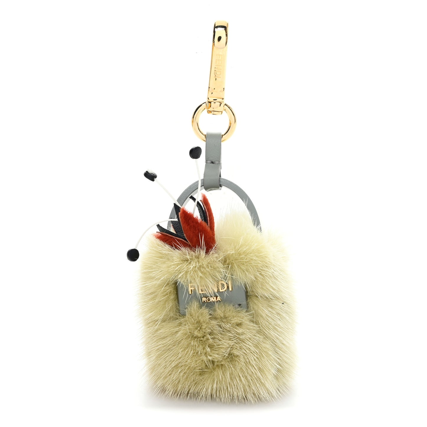 Mink Fur Vitello King Bouquet Perfume Holder Bag Charm