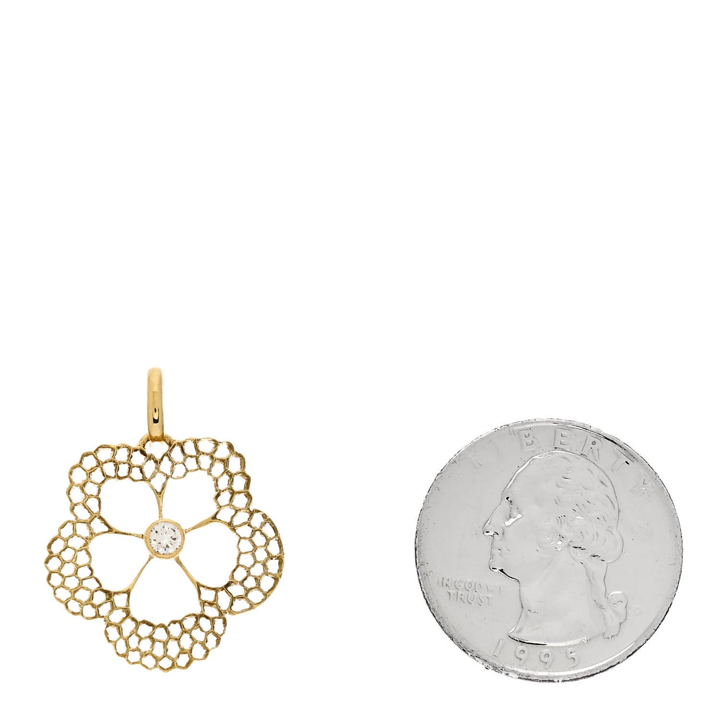 18K Yellow Gold Diamond Flower Pendant