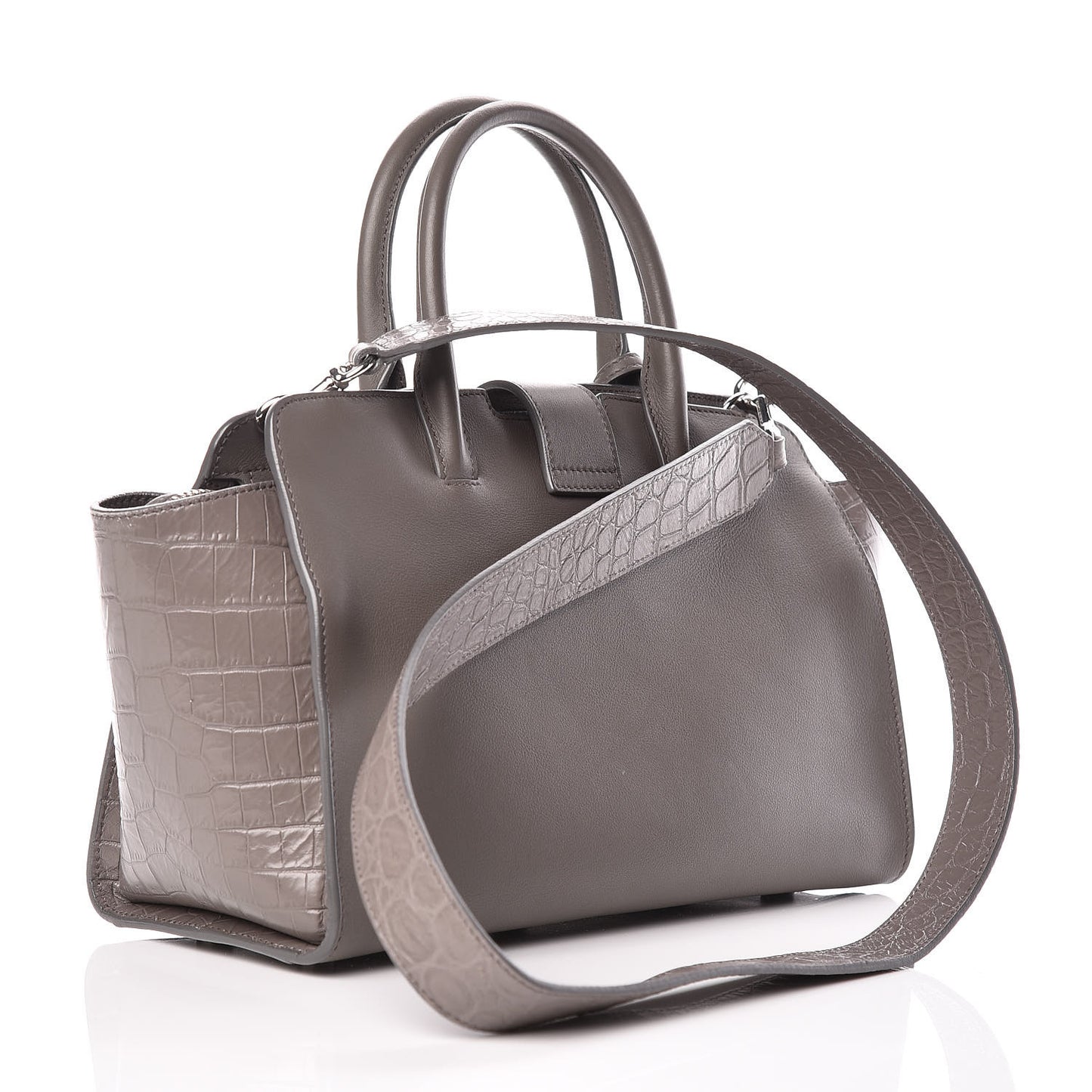 Smooth Calfskin Crocodile Embossed Baby Monogram Downtown Cabas Earth