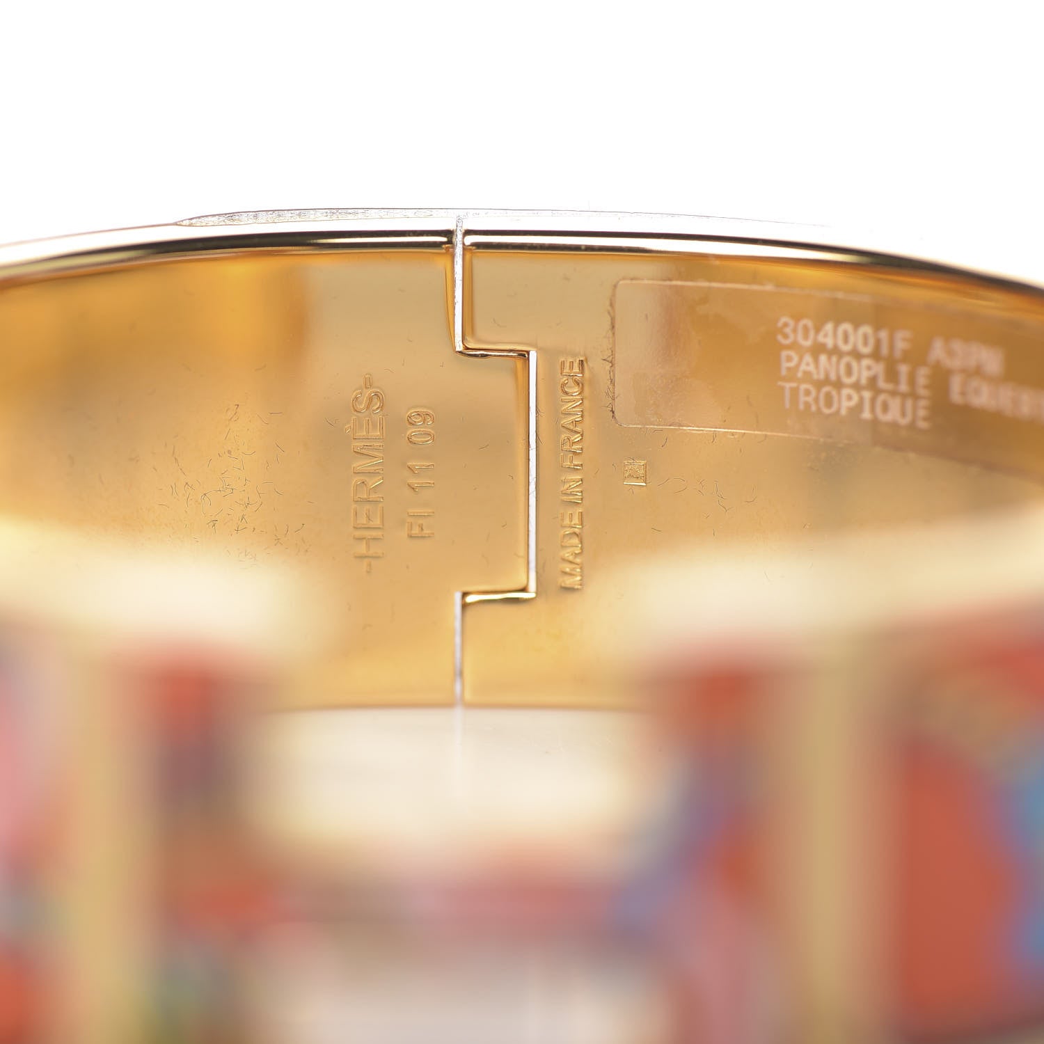 Hermes Enamel Printed Panoplie Equestre Wide Clic Clac H Bracelet PM Tropique 4 of 5