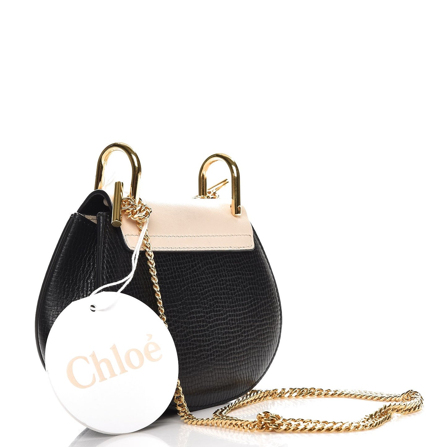 Textured Calfskin Lambskin Nano Drew Shoulder Bag Black