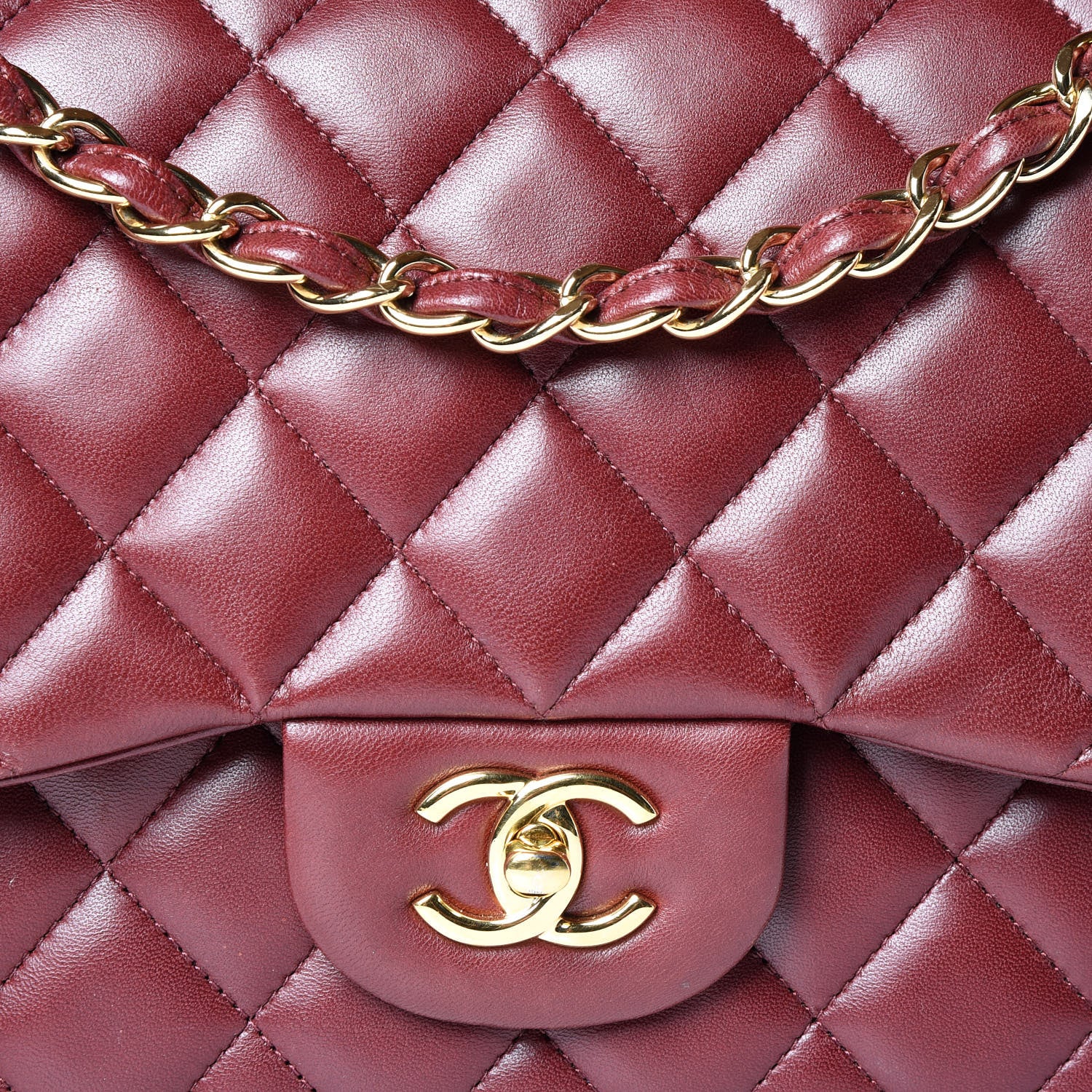 Chanel Lambskin Quilted Jumbo Double Flap Burgundy 16 of 16