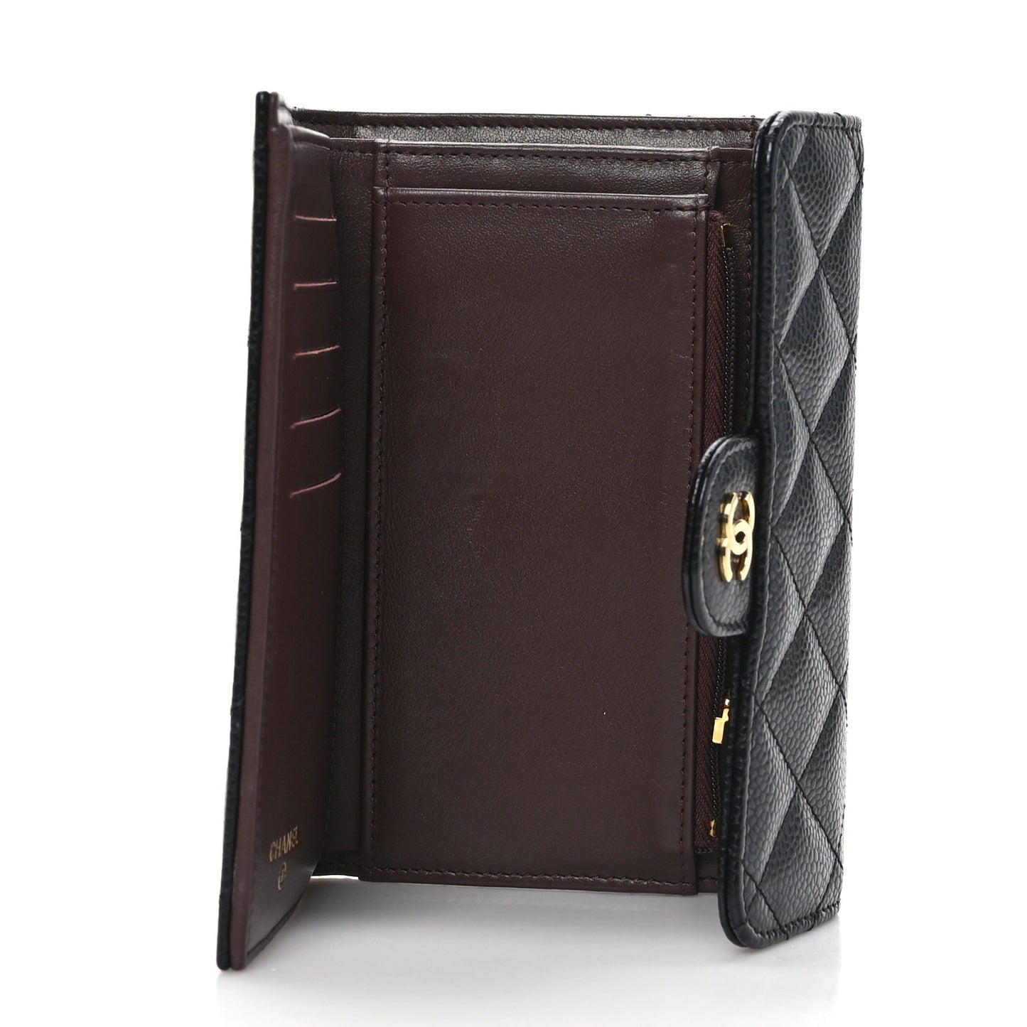Caviar Quilted Medium Flap Wallet Black