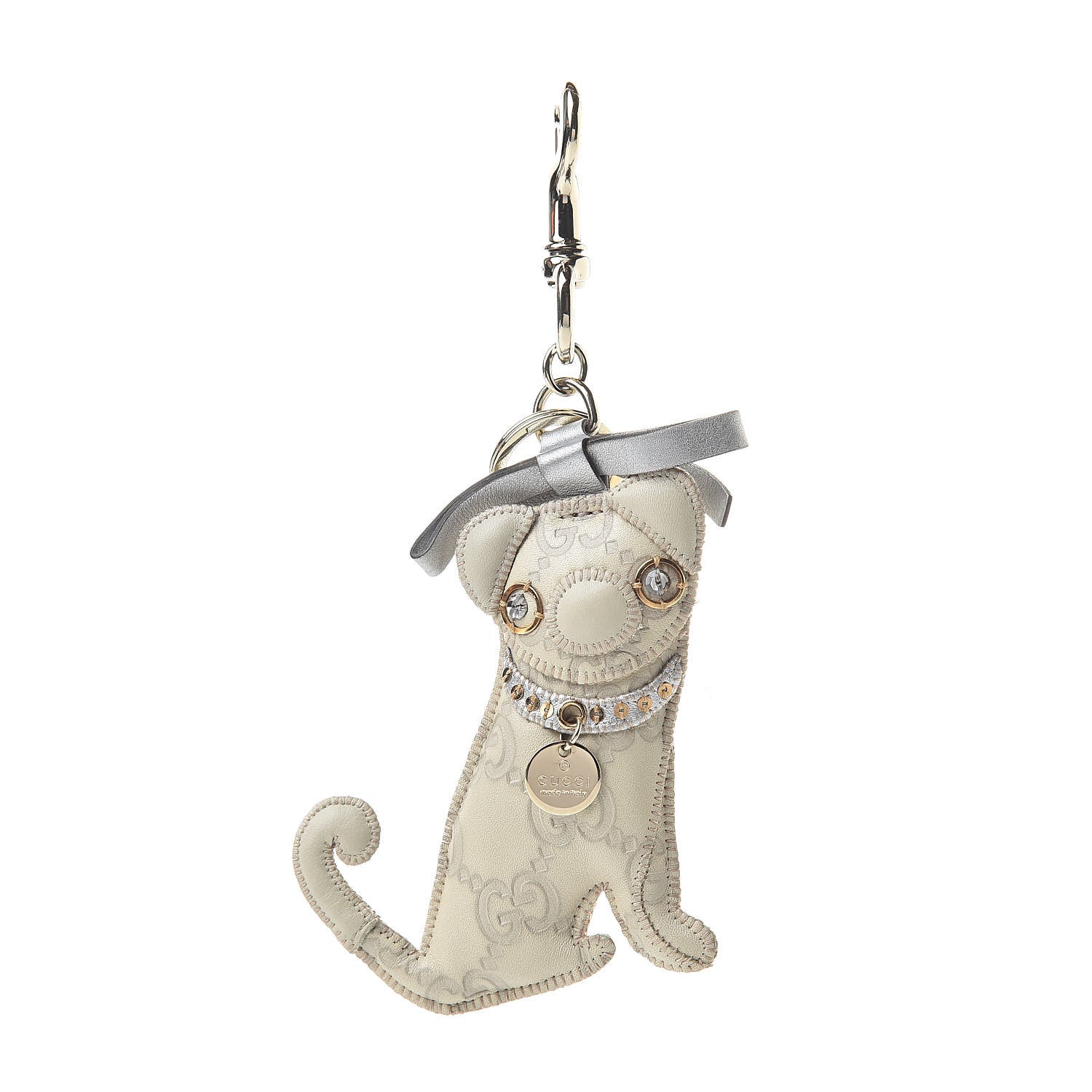 Gucci Guccissima Oliver Pug Key Charm Off White 1 of 4
