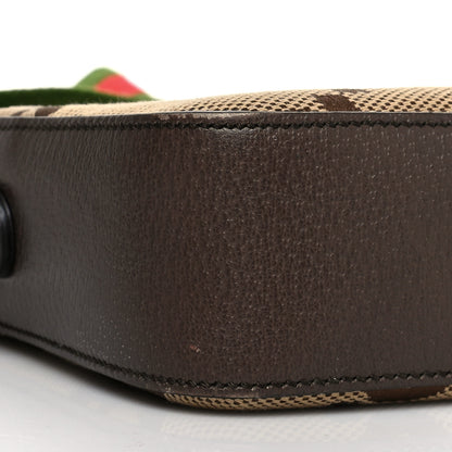 Gucci Monogram Jumbo GG Textured Dollar Calfskin Web Messenger Shoulder Bag Camel Ebony New Acero 9 of 15