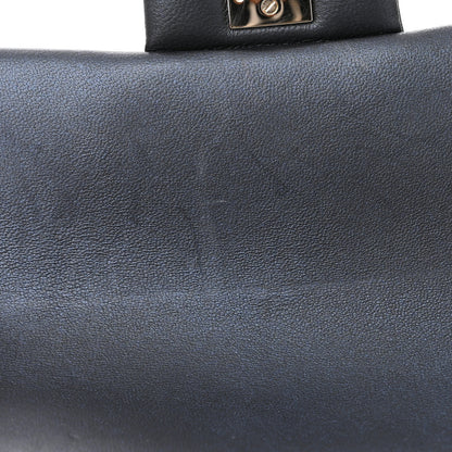 Chanel Iridescent Lambskin Quilted Mini Top Handle Rectangular Flap Dark Blue 10 of 11