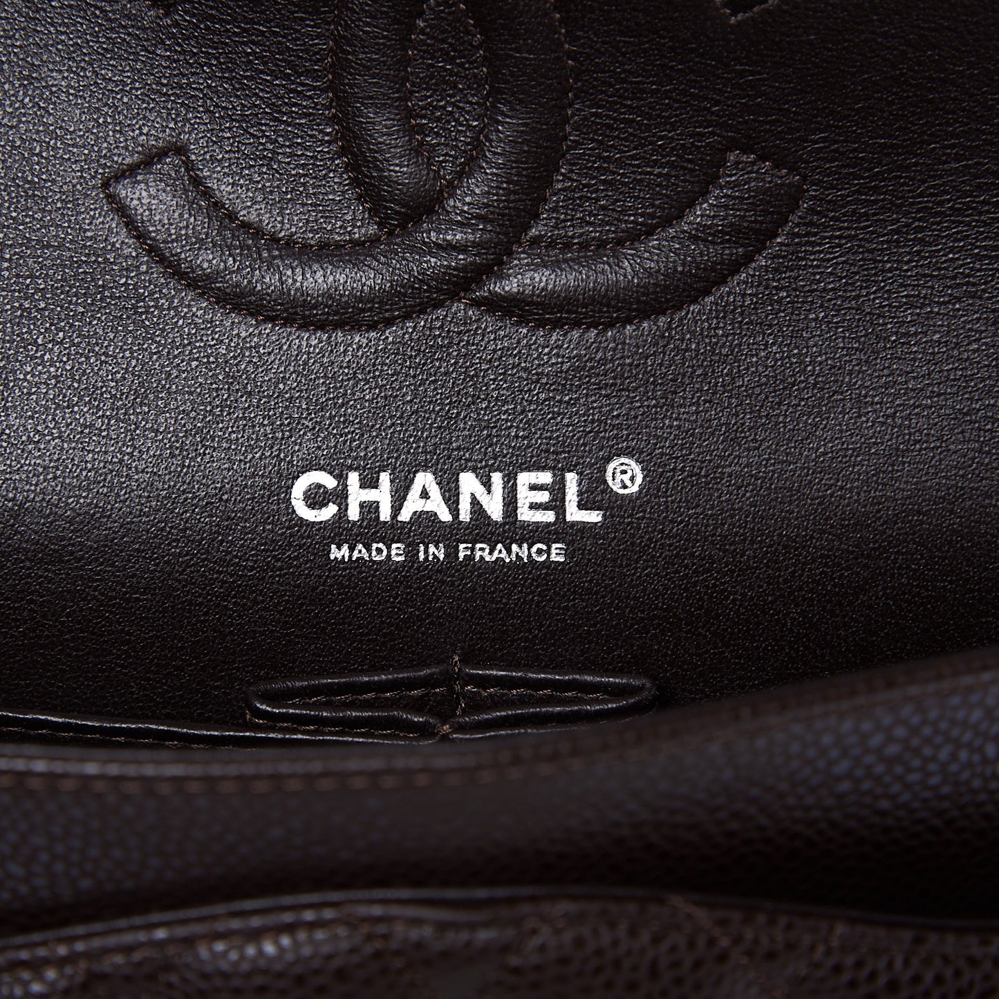 Caviar Quilted Medium Double Flap Brown