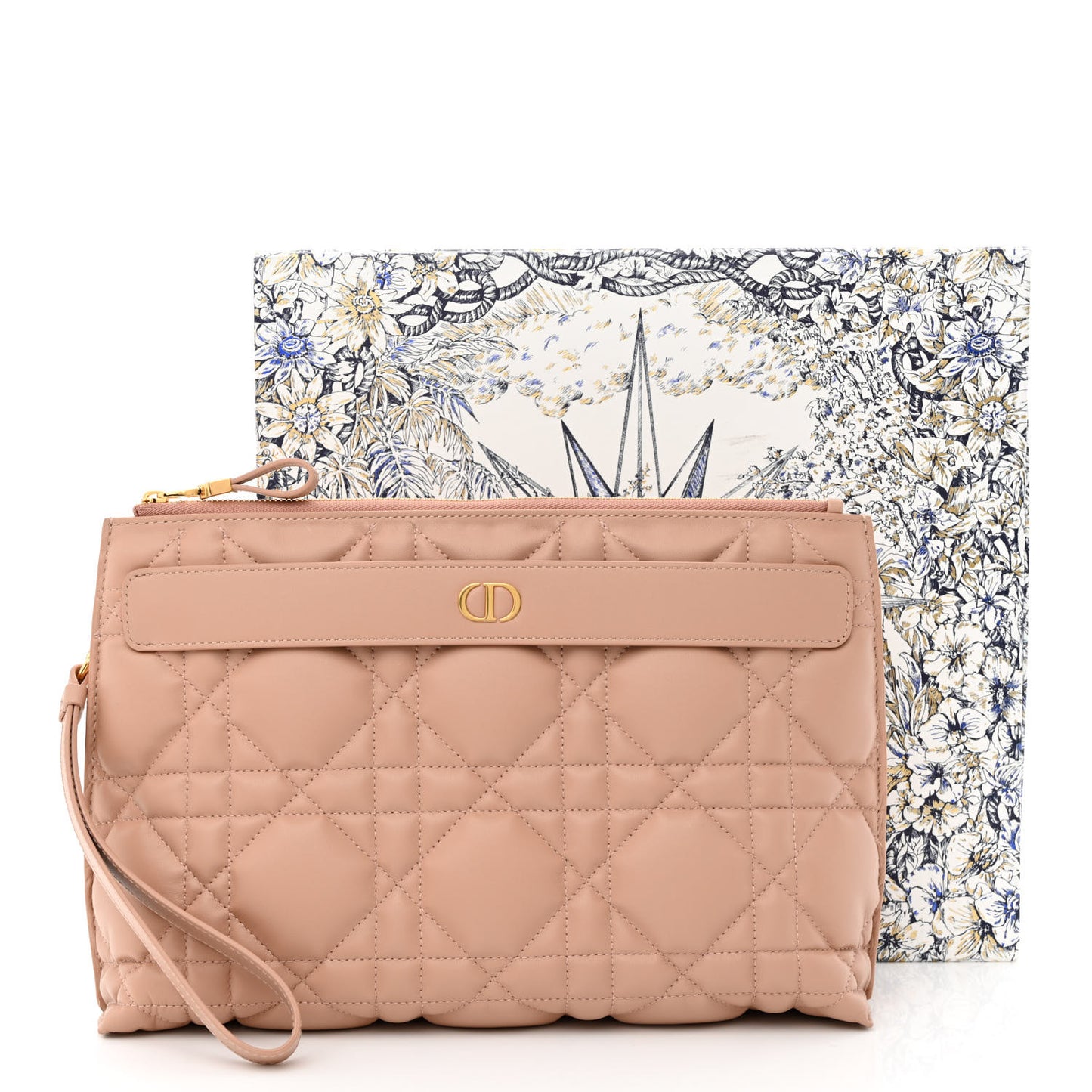 Lambskin Macrocannage Large Caro D-Every Pouch Rose Des Vents