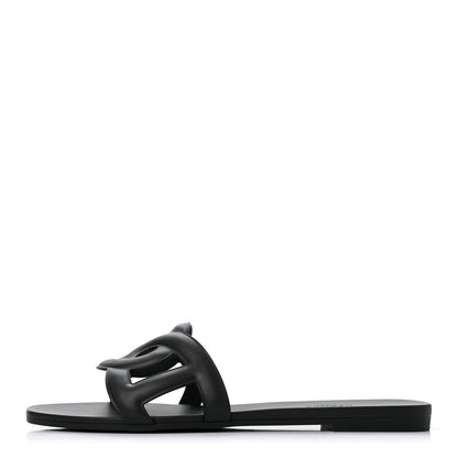 Hermes Rubber Aloha Sandals 40 Black 1 of 8