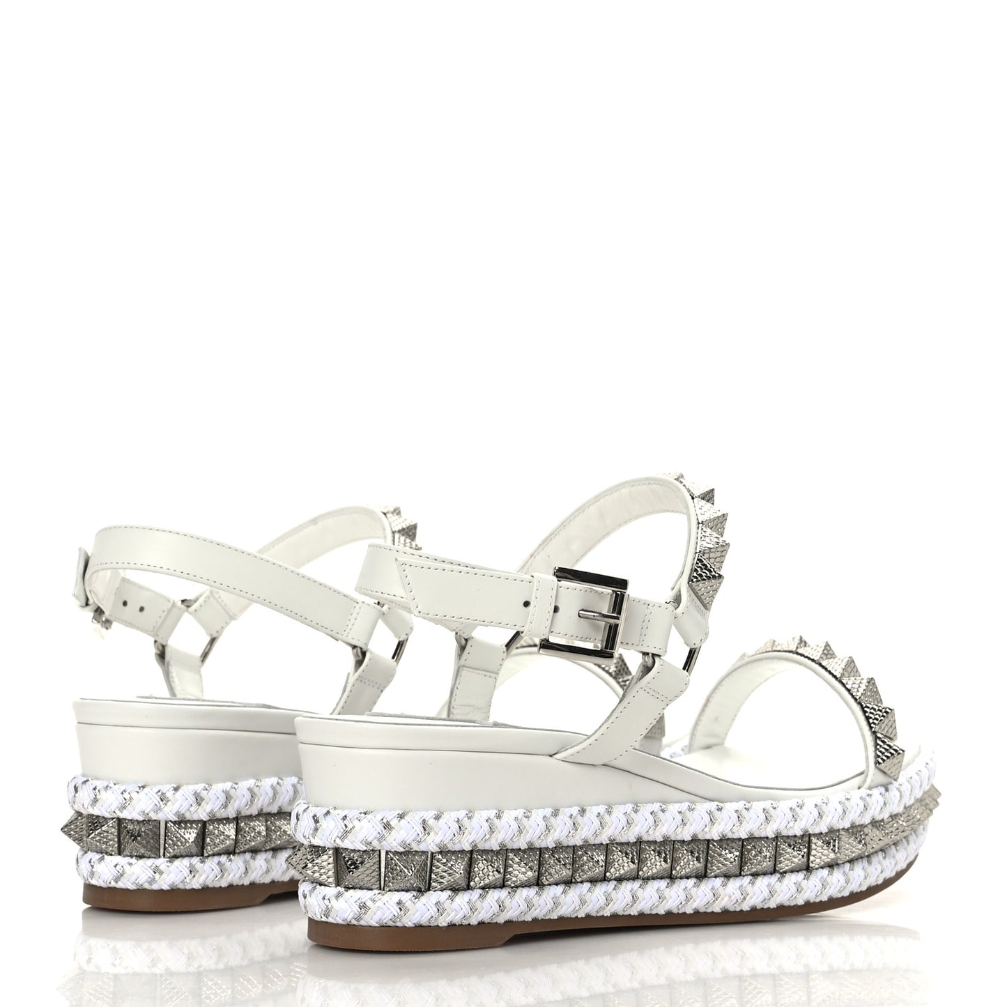 Calfskin Bianco Pyraclou 60 Platform Sandals 38 White Silver