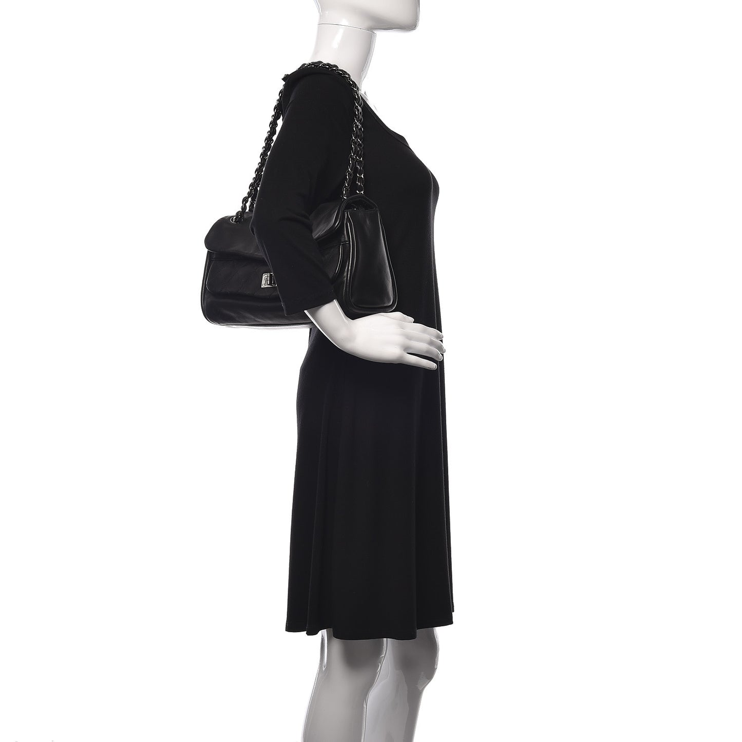Lambskin Quilted Large Mademoiselle Double Flap Black