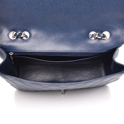 Chanel Caviar Quilted Jumbo Single Flap Dark Blue 5 of 12