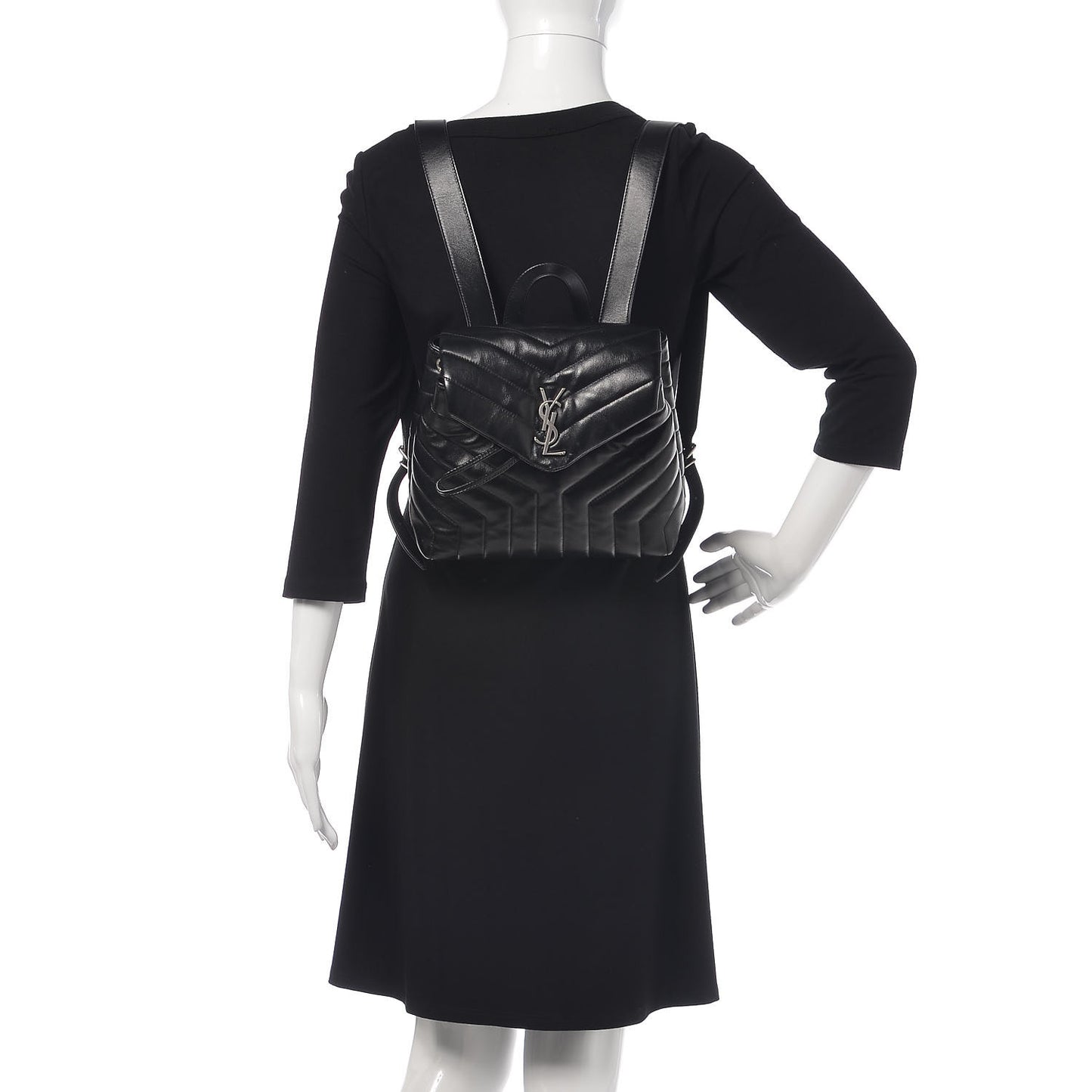 Calfskin Y Quilted Monogram Small Loulou Backpack Black