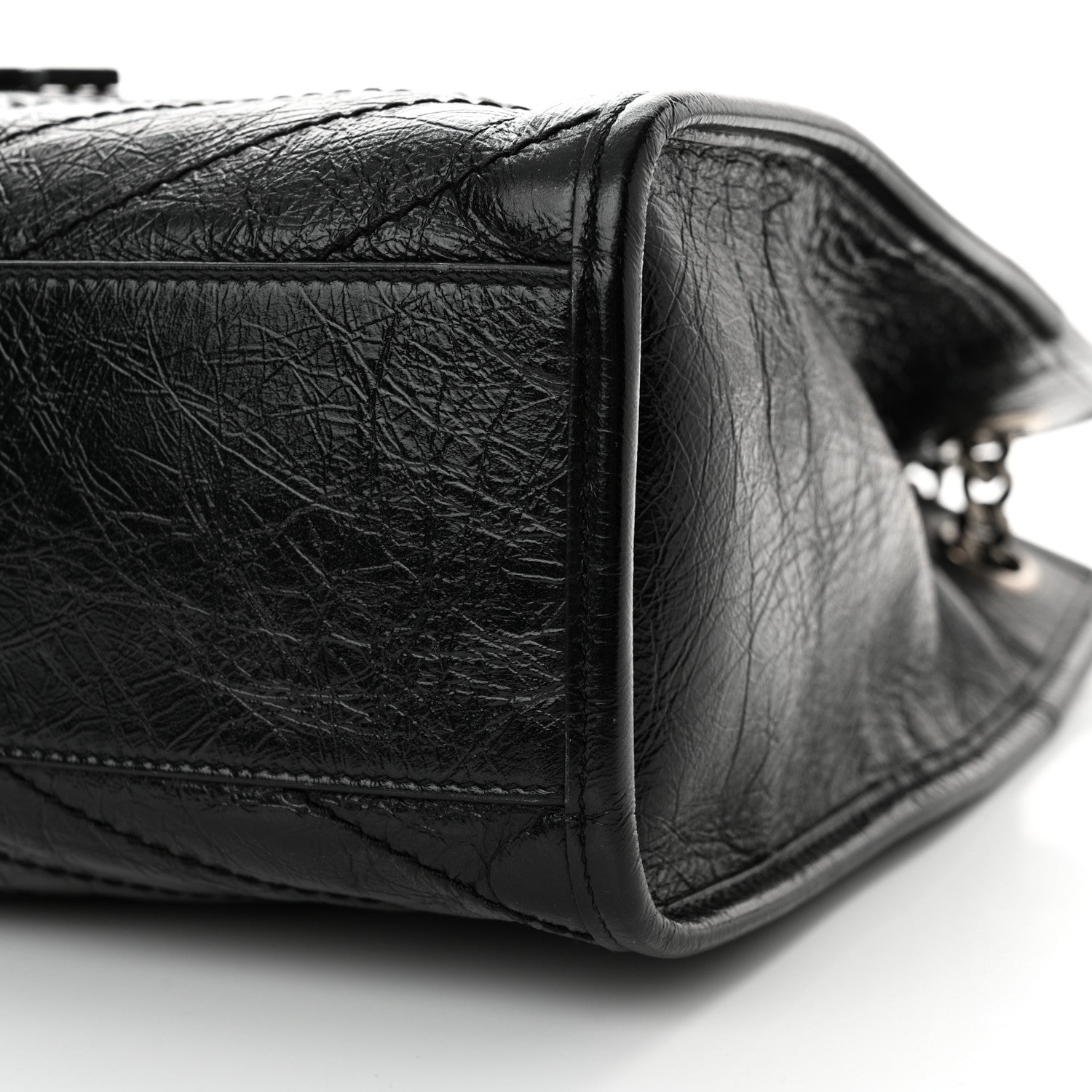 Saint Laurent Crinkled Calfskin Matelasse Monogram Medium Niki Shopper Tote Black 10 of 12