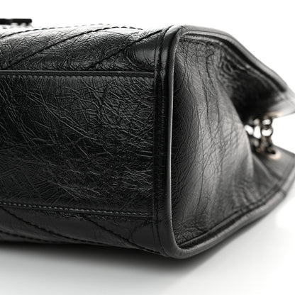 Saint Laurent Crinkled Calfskin Matelasse Monogram Medium Niki Shopper Tote Black 10 of 12