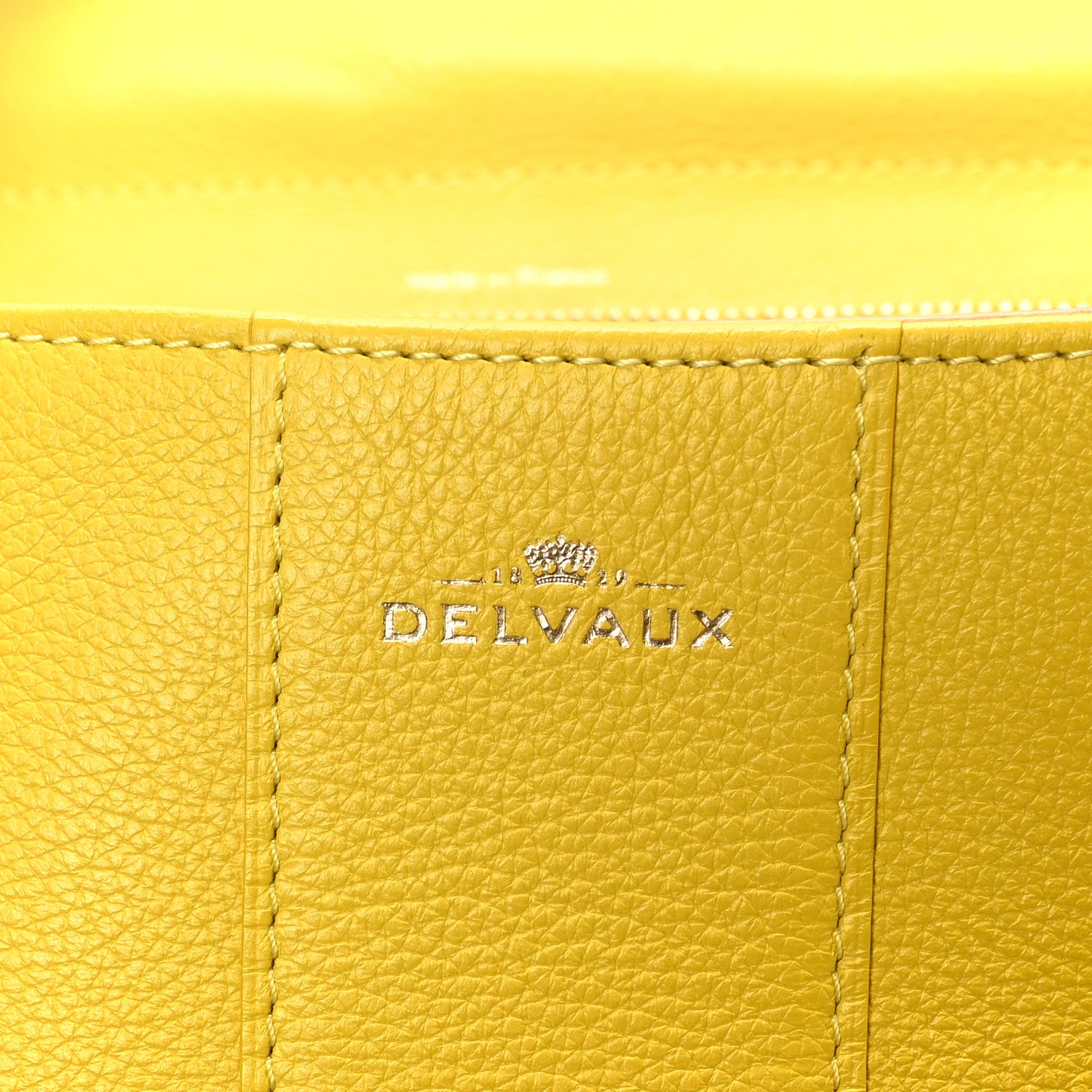 Delvaux Grained Calfskin MM Brillant Satchel Yellow 7 of 11