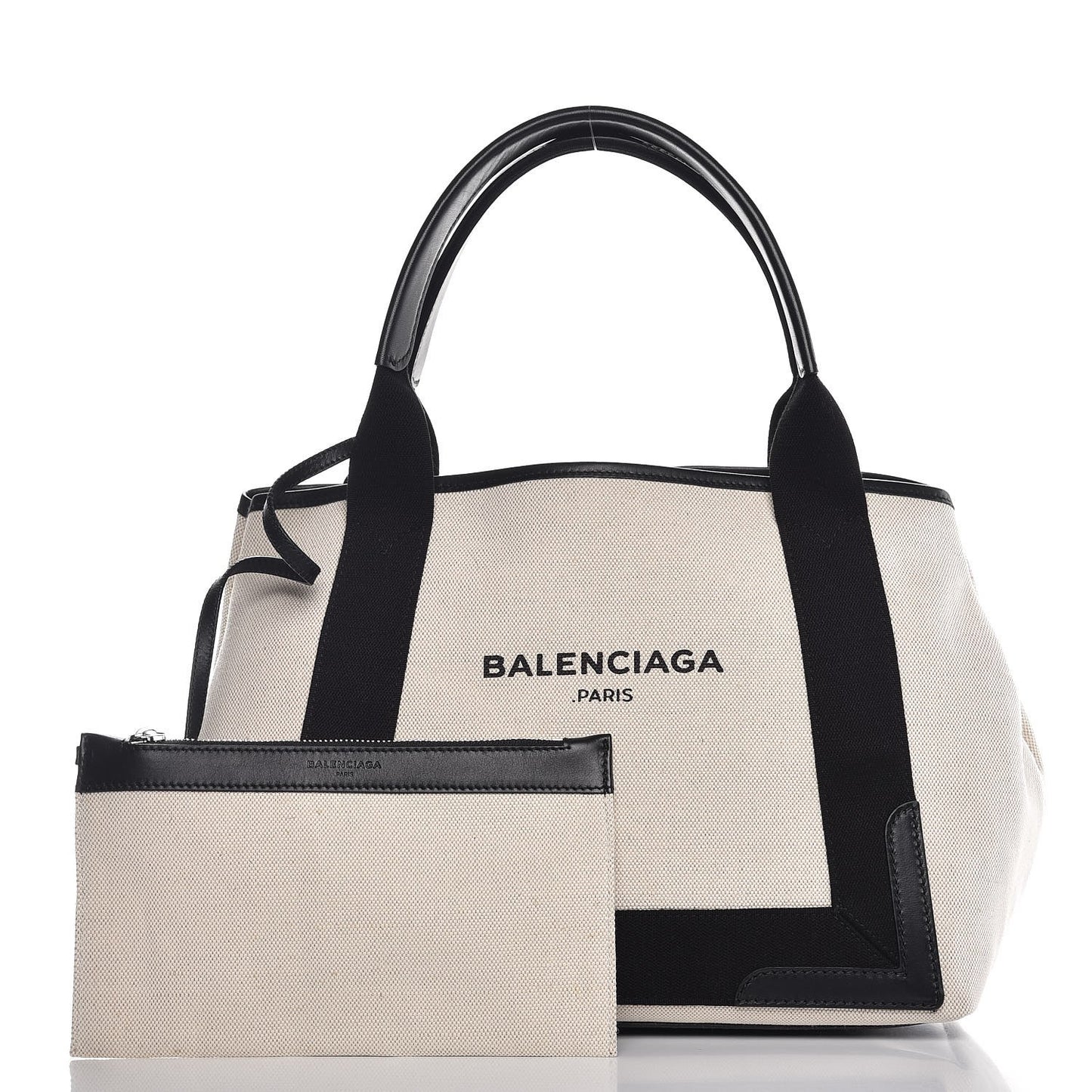 Cotton Canvas Satin Calfskin S Navy Cabas Natural Black