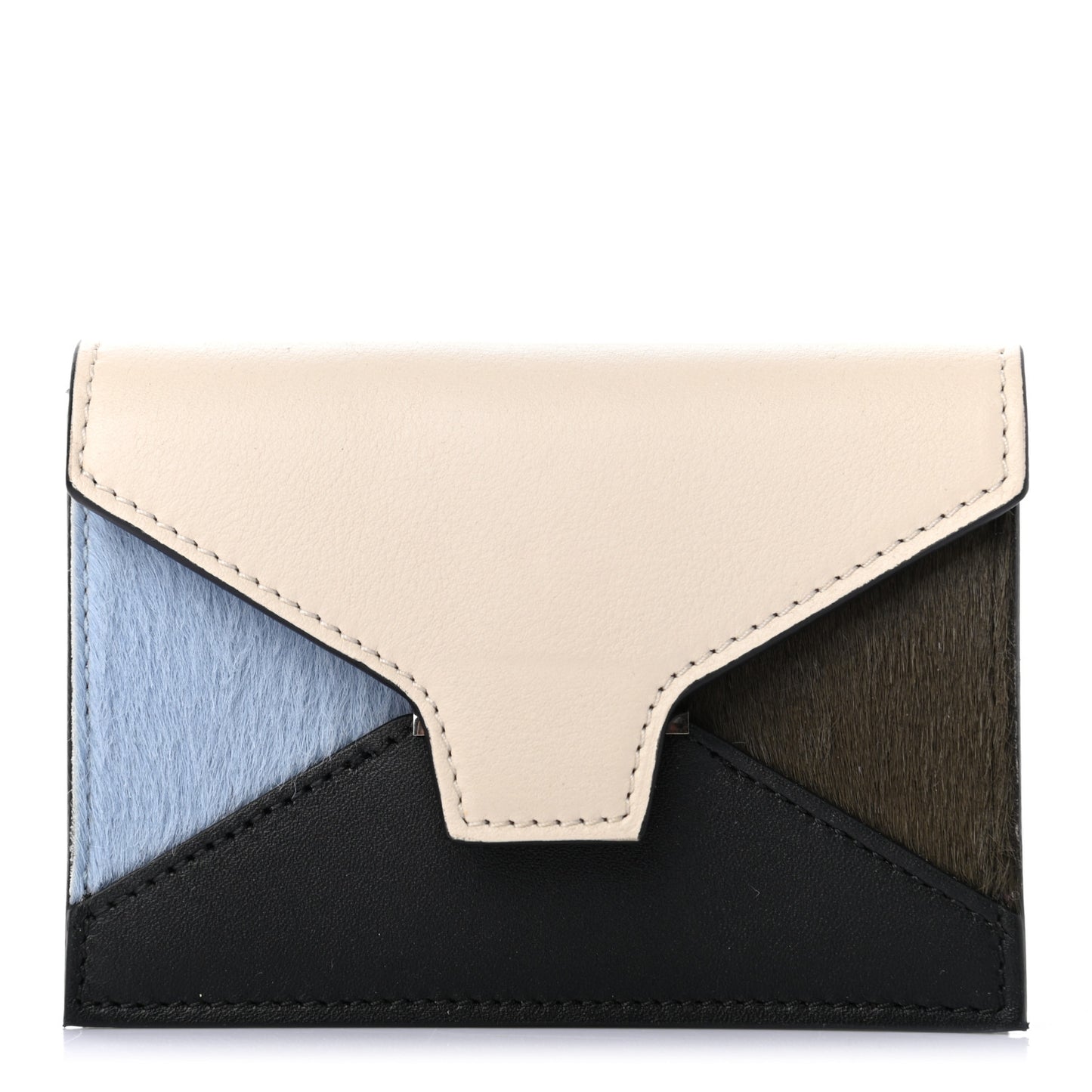 Pony Hair Calfskin Diamond Card Case White