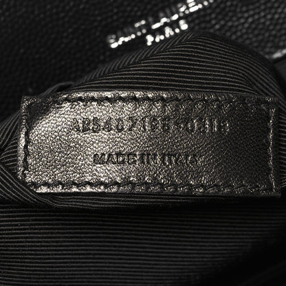 Saint Laurent Grain De Poudre Textured Mixed Matelasse Large Triquilt Monogram Satchel Black 7 of 10