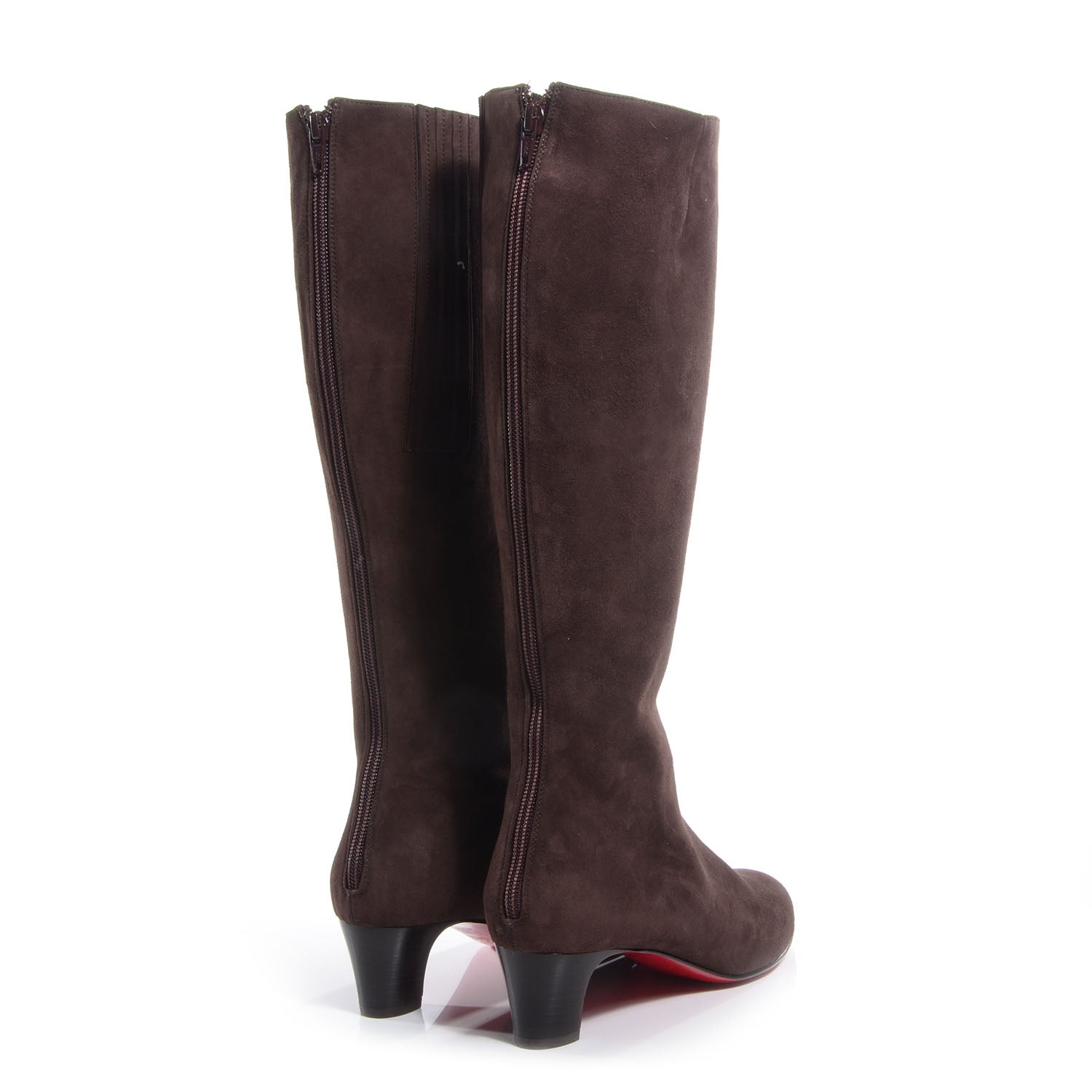 Christian Louboutin Suede Bourge 50 Tall Boots 38.5 Brown 3 of 6