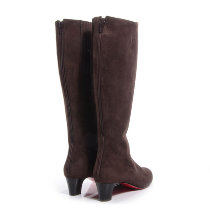 Christian Louboutin Suede Bourge 50 Tall Boots 38.5 Brown 3 of 6